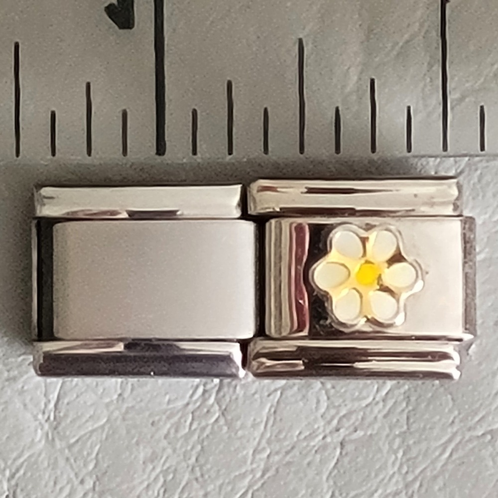 Daisy Flower Italian Charm Enamel Link 9MM & Blank Uberry Base Link Modular Y2K